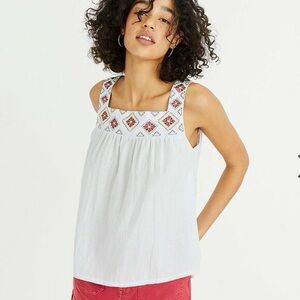 Madewell Blue Striped Embroidered Top - Small